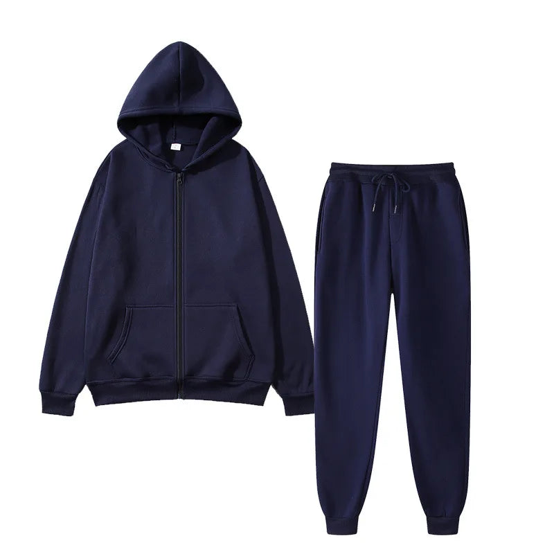 Unisex Two-Piece Hooded Sweater and Sweatpants Set - Casual Lounge Wear, Athletic Activewear, Comfortable Fit
