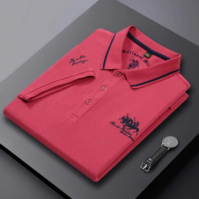 Men's Luxury Short Sleeve Embroidered Polo T- Shirt