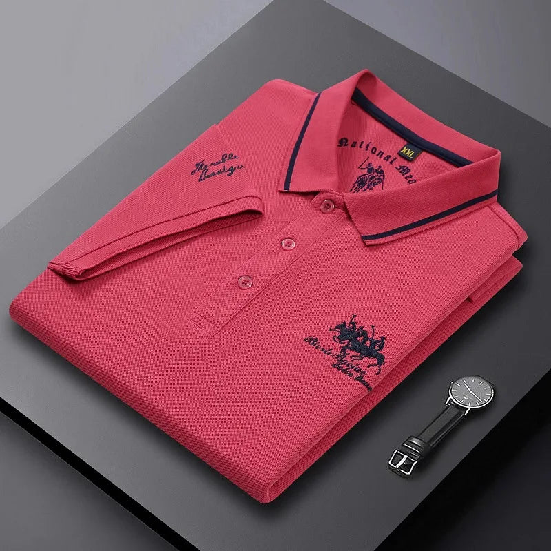Men's Luxury Short Sleeve Embroidered Polo T- Shirt