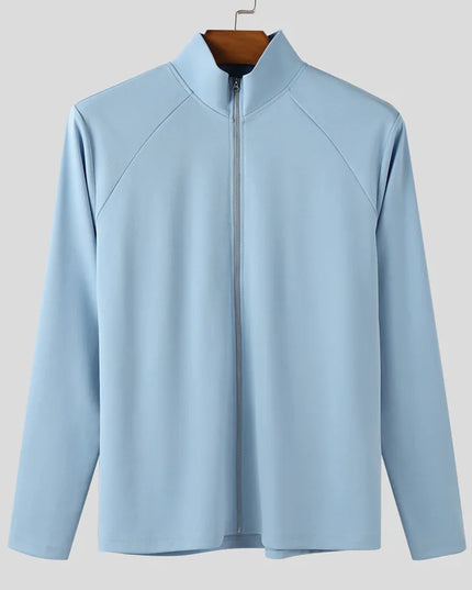 Incerun Men's Slim Fit Turtleneck Long Sleeve Zipper Jacket