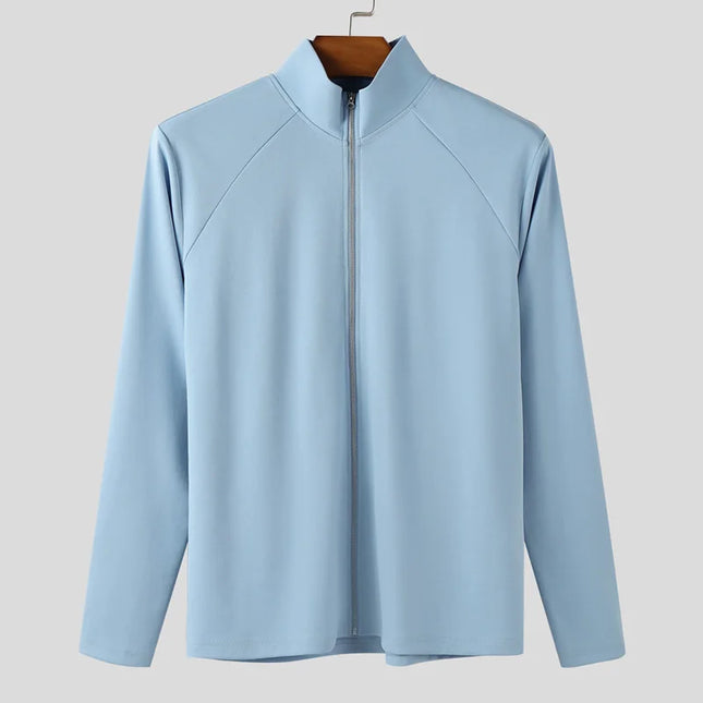 Incerun Men's Slim Fit Turtleneck Long Sleeve Zipper Jacket