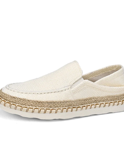 Comfortable Men's Slip-On Flats - Breathable Canvas Linen Loafers