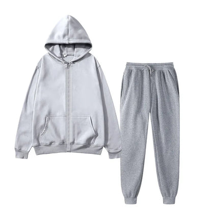 Unisex Two-Piece Hooded Sweater and Sweatpants Set - Casual Lounge Wear, Athletic Activewear, Comfortable Fit