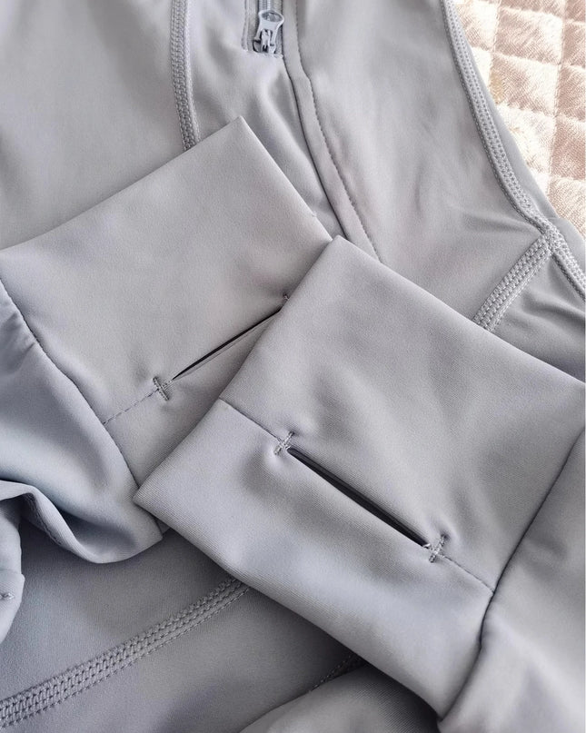 Women's Quick Dry Stand Collar Fitness Jacket - Slim Fit with Zipper Pocket