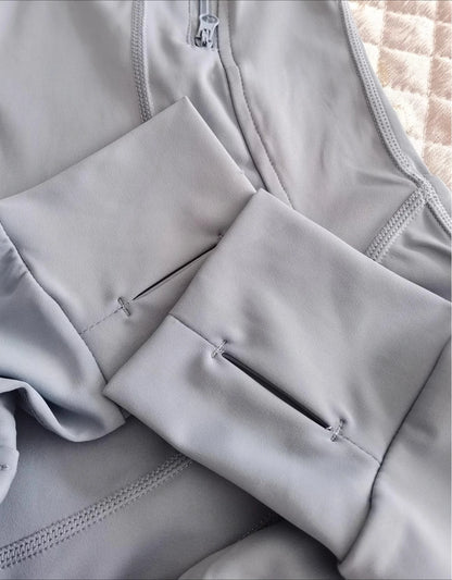 Women's Quick Dry Stand Collar Fitness Jacket - Slim Fit with Zipper Pocket
