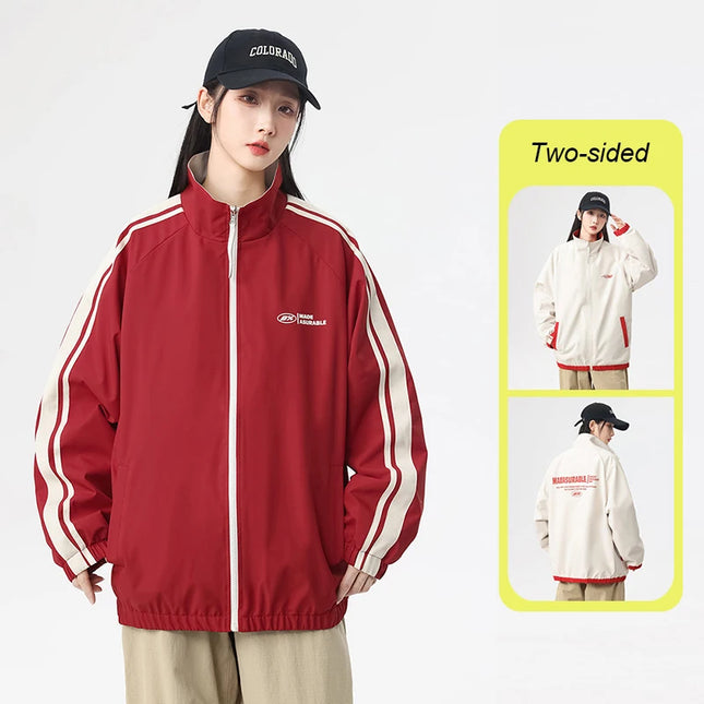 Unisex Reversible Windproof Long Sleeve Jacket - Two-Sided Design