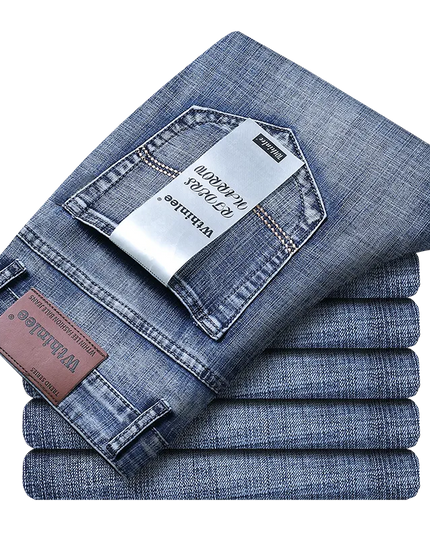 Men's Casual Straight Fit Stretch Denim Jeans - Various Colors