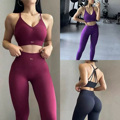 High-Waisted Hip-Lifting Women's Workout Bra and Leggings Set