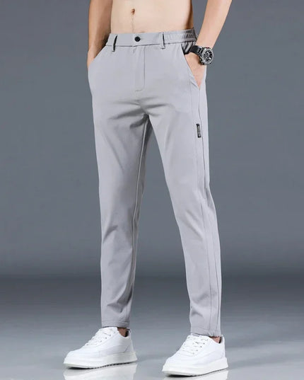 Slim Fit Stretch Men's Casual Pants with Elastic Waistband - Various Colors