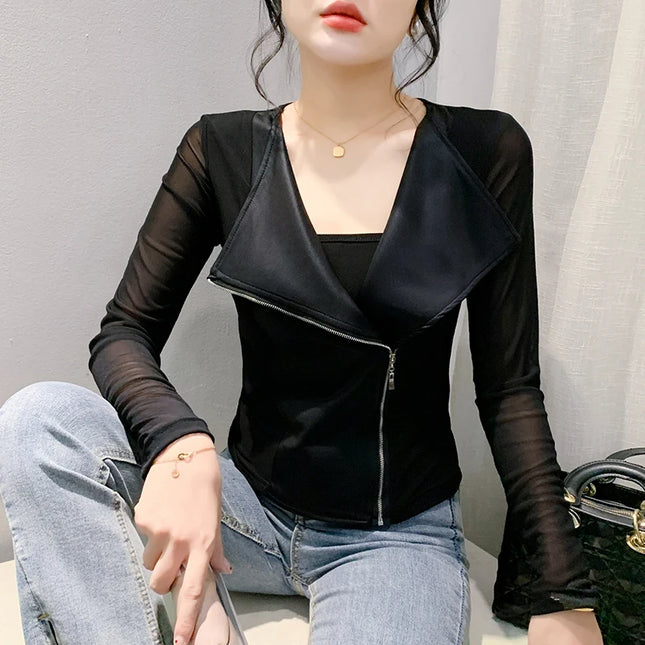 Women's Korean Style Slim Fit Zipper Jacket