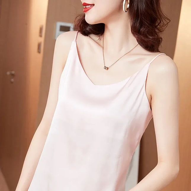Women's V-Neck Spaghetti Strap Blouse – Stylish & Flowy Top for Women