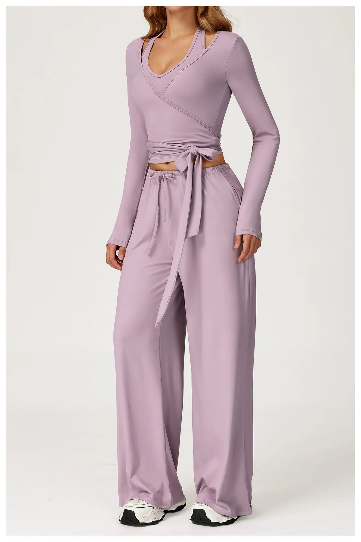 Women's 2/3 Pieces Quick-Dry Vest/Cropped Top and Drawstring Pants Set