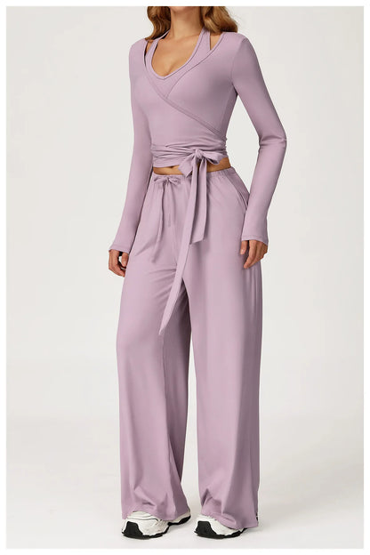 Women's 2/3 Pieces Quick-Dry Vest/Cropped Top and Drawstring Pants Set