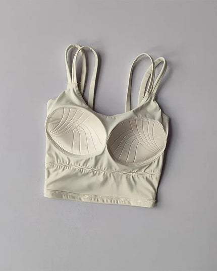 Women's Push-Up Sports Bra with Fixed Padding and Knotted Back