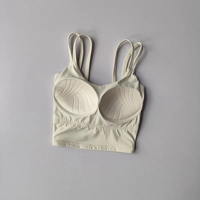 Women's Push-Up Sports Bra with Fixed Padding and Knotted Back