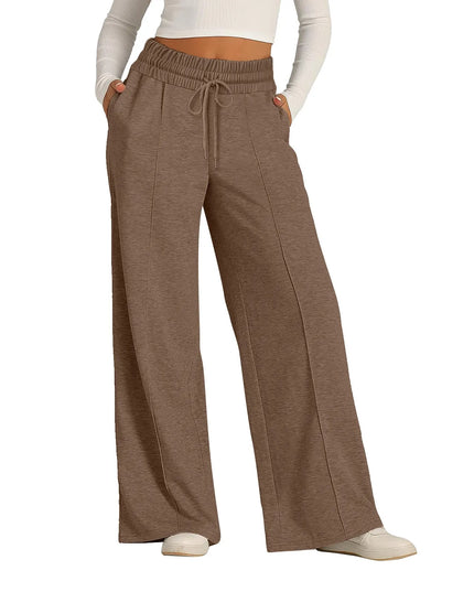 Women's Wide Leg Straight Pants with Drawstring