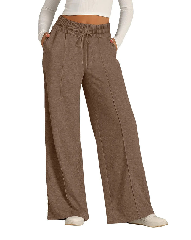 Women's Wide Leg Straight Pants with Drawstring