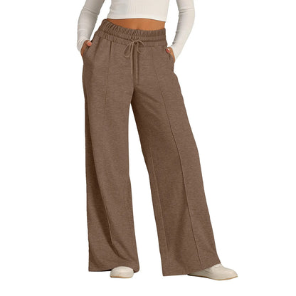 Women's Wide Leg Straight Pants with Drawstring