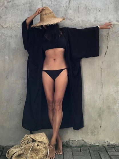 Elegant Belted Wrap Kimono Dress for Women