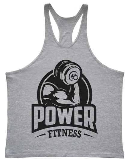 Men's Power Fitness Printed Cotton Stringer Tank Top