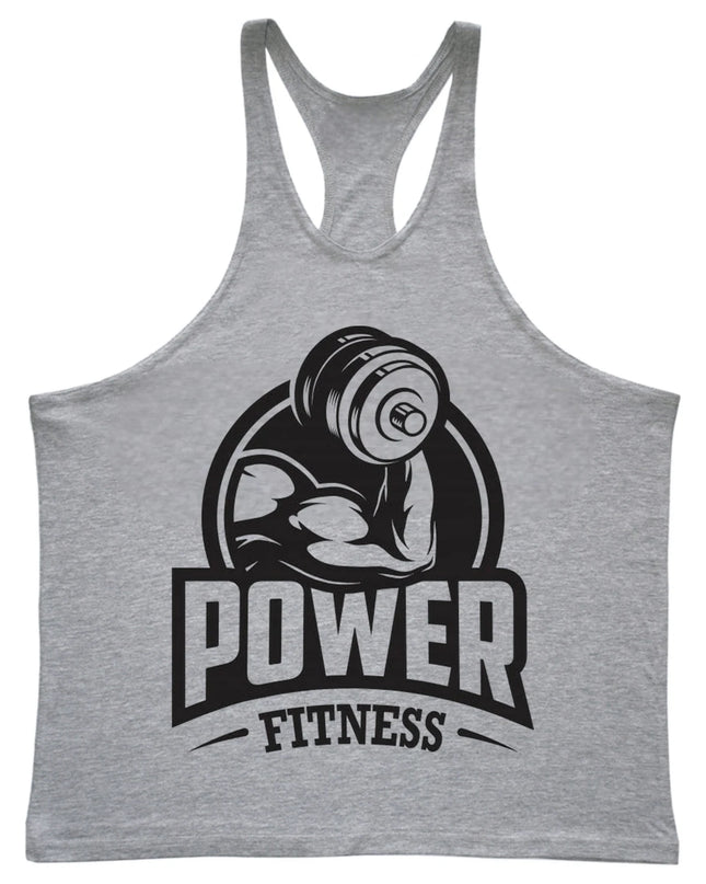 Men's Power Fitness Printed Cotton Stringer Tank Top