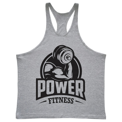 Men's Power Fitness Printed Cotton Stringer Tank Top