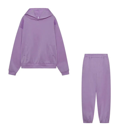 Women's Thickened Long-Sleeve Hoodie and Drawstring Pants Set