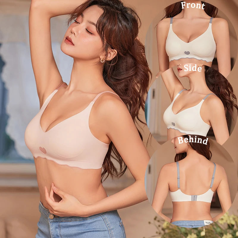 Women's 3-Piece Adjustable Back Seamless Bra Set - No Steel Ring, Anti-Sagging Design