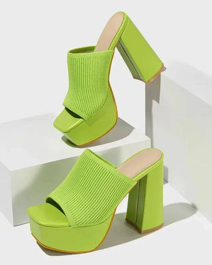 Open Toe High Heel Sandals for Women - Breathable Knitted Design
