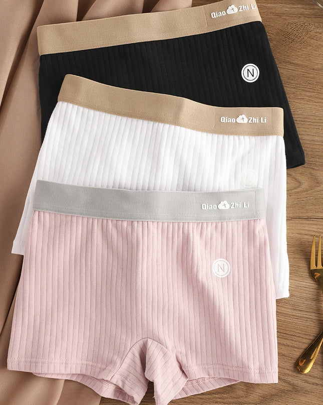 Women's 3-Pack Cotton Striped Breathable Briefs - Comfortable and Stylish Underwear Set