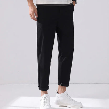 Men's Thin Cotton Ankle Pants - Casual Stretch Pencil Trousers