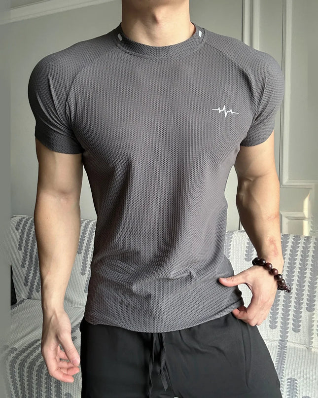 Men's Honeycomb Pattern Quick-Dry Breathable Elastic T-Shirt