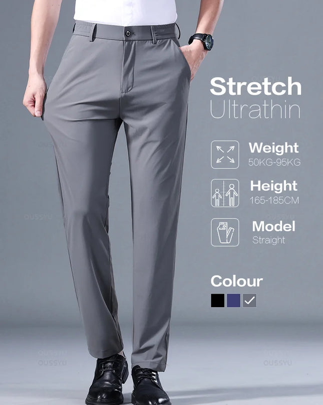 Men's Korean Classic Stretch Trousers with Elastic Waist - Slim Fit
