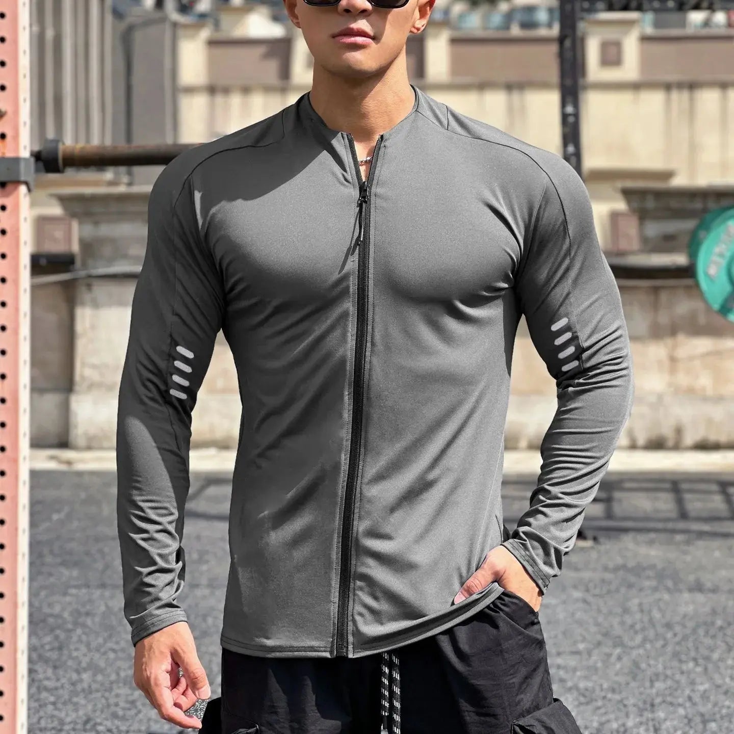 Men's Quick-Dry Long Sleeve Compression Jacket - Performance Activewear for Enhanced Mobility