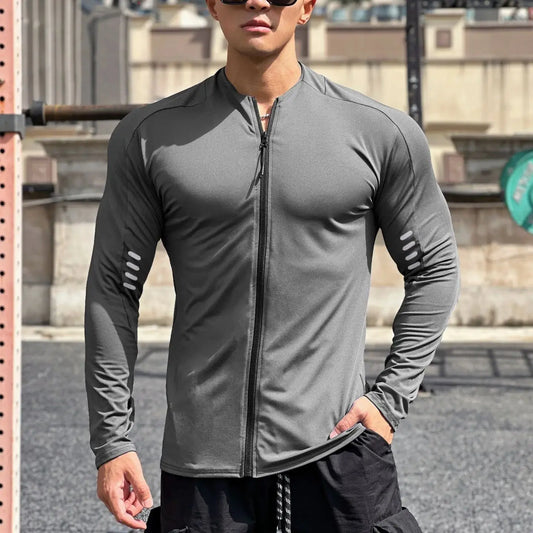 Men's Quick-Dry Long Sleeve Compression Jacket - Performance Activewear for Enhanced Mobility