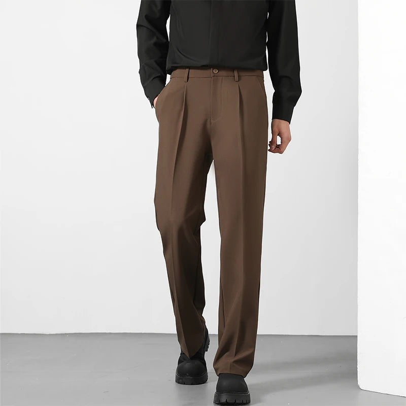 Men's Loose Fit Pants - Classic Straight Leg Drape Trousers for Men