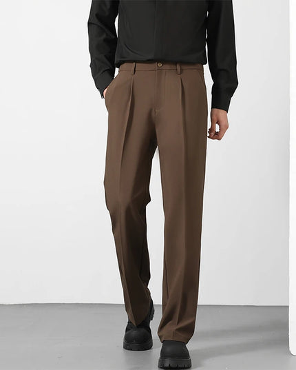 Men's Loose Fit Pants - Classic Straight Leg Drape Trousers for Men