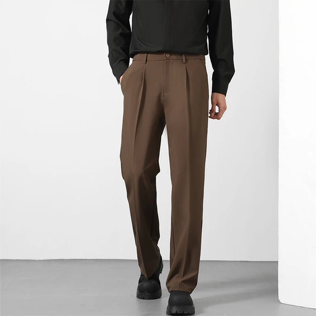 Men's Loose Fit Pants - Classic Straight Leg Drape Trousers for Men