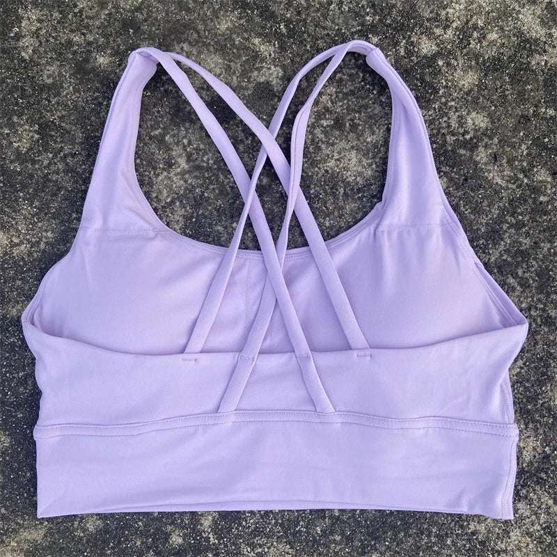 Women's Fitness Sports Bra - Crossback Gym Tank Top with Chest Pad