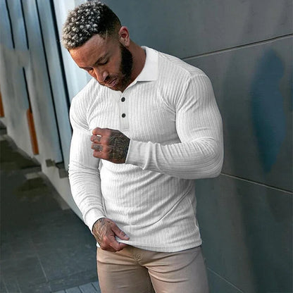 Men's Slim Fit Knitted Sweater - Breathable, Quick-Dry, Plain Stripe Knitwear for Men