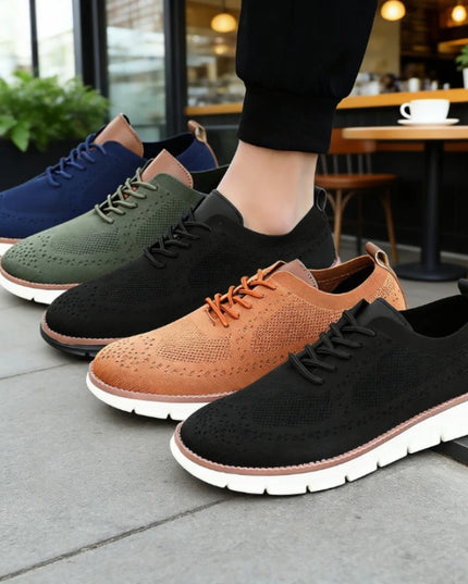 Men's Breathable Casual Shoes with Shock Absorption and Lace-Up Design