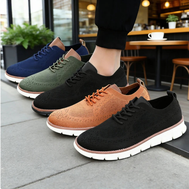 Men's Breathable Casual Shoes with Shock Absorption and Lace-Up Design