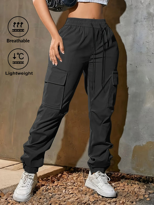 Women's  Cargo Pants with Adjustable Waist & Flap Pockets