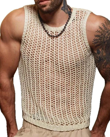 Men's Crochet Mesh Knit Vest