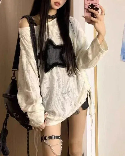 Oversized Off-Shoulder Long Sleeve Sweater for Women