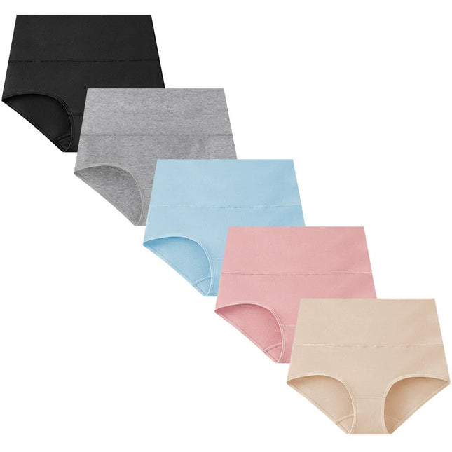 Set of 5 Women's High Waist Cotton Breathable Panties