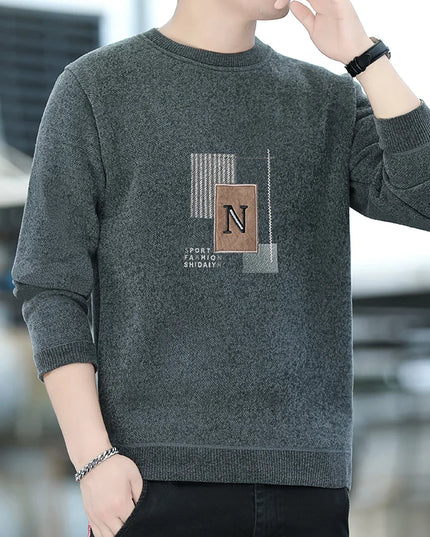 Men's Fleece-Lined Sweater - Comfortable Warm Men's Pullover