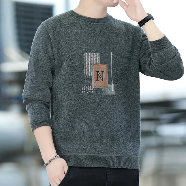 Men's Fleece-Lined Sweater - Comfortable Warm Men's Pullover