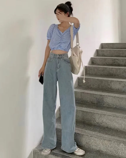 Vintage Women's Denim Jeans - Straight Leg, Loose Fit Wide Leg Casual Trousers