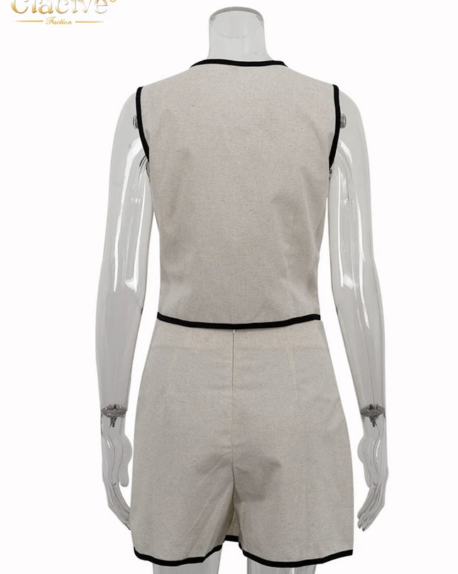 Women's Two-Piece Slim Fit Crop Top and High-Waist Shorts Set